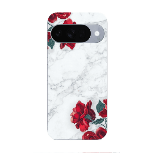 Google Pixel 10 red roses marble Transparent Silicone TPU Θήκη